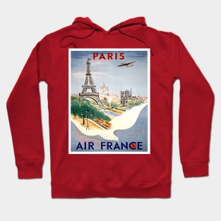 Air France Travel and Tourism Fly to Paris Advertising Print Hoodie